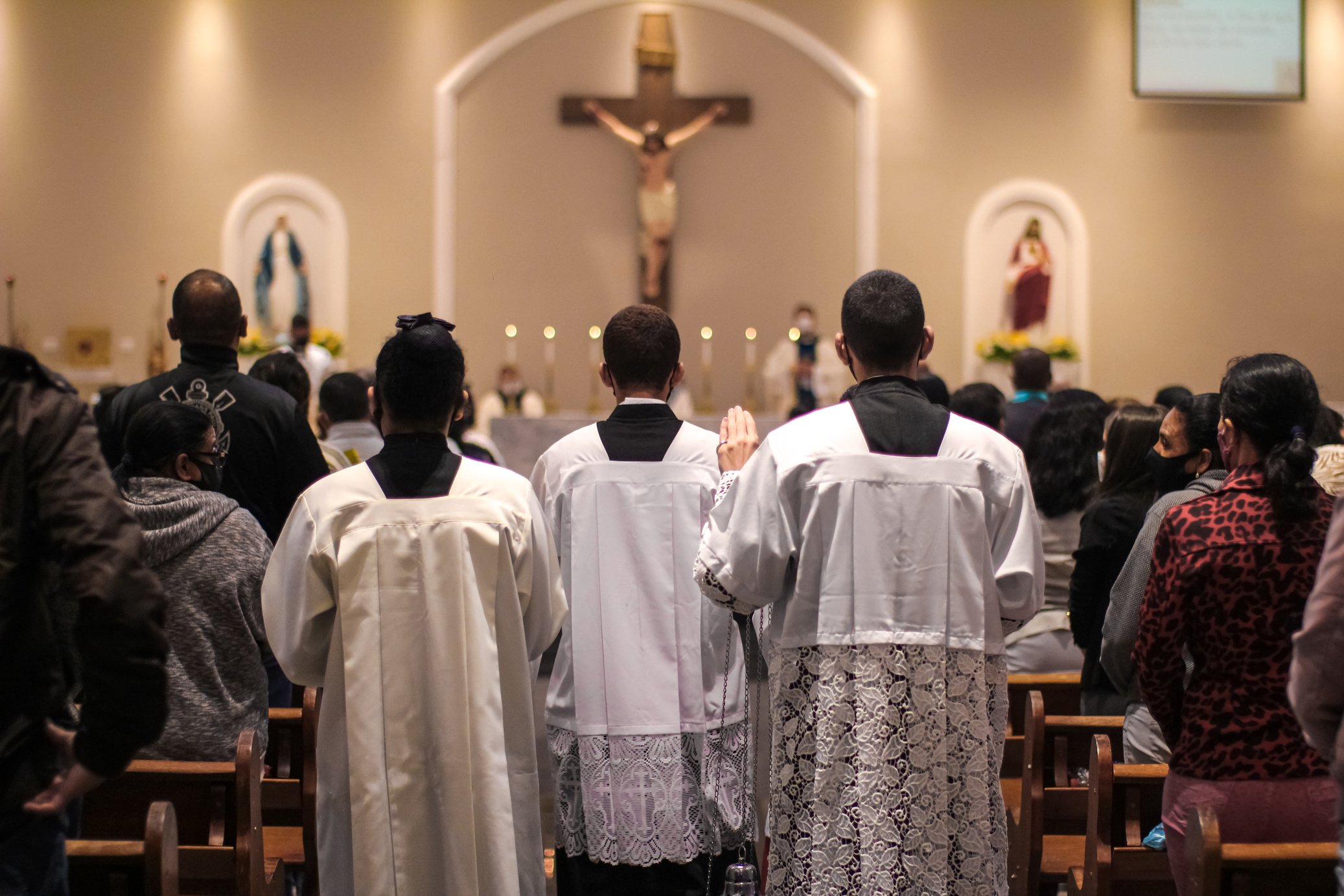 People Standing Inside the Church